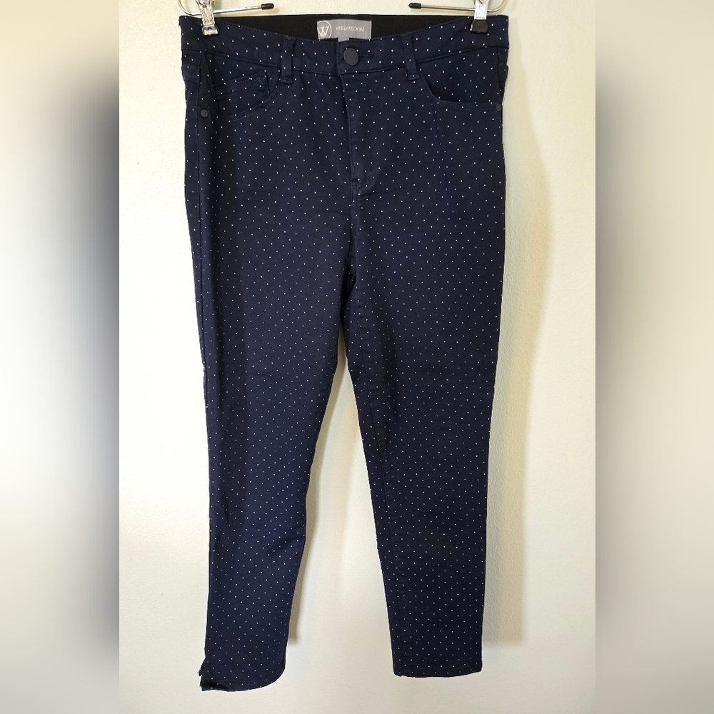 Wit & Wisdom | NWOT Navy Dot Skinnies Size 8